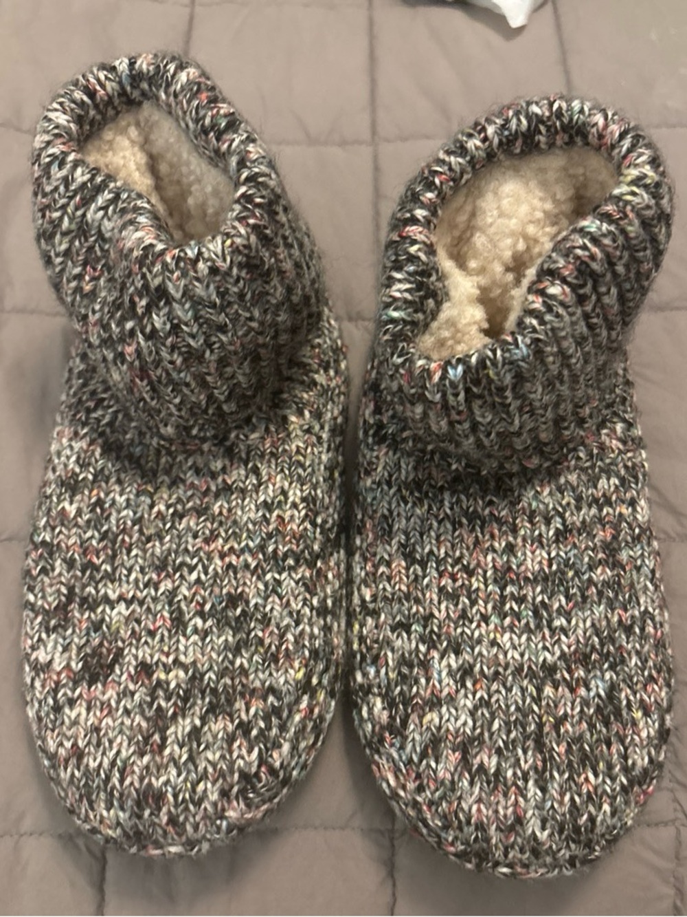 Bombas Cozy Knit Slipper Booties - Gray Multi